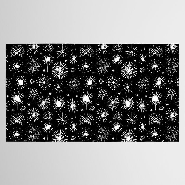 Black and white firework doodle pattern Tablecloth Gallery Image 2