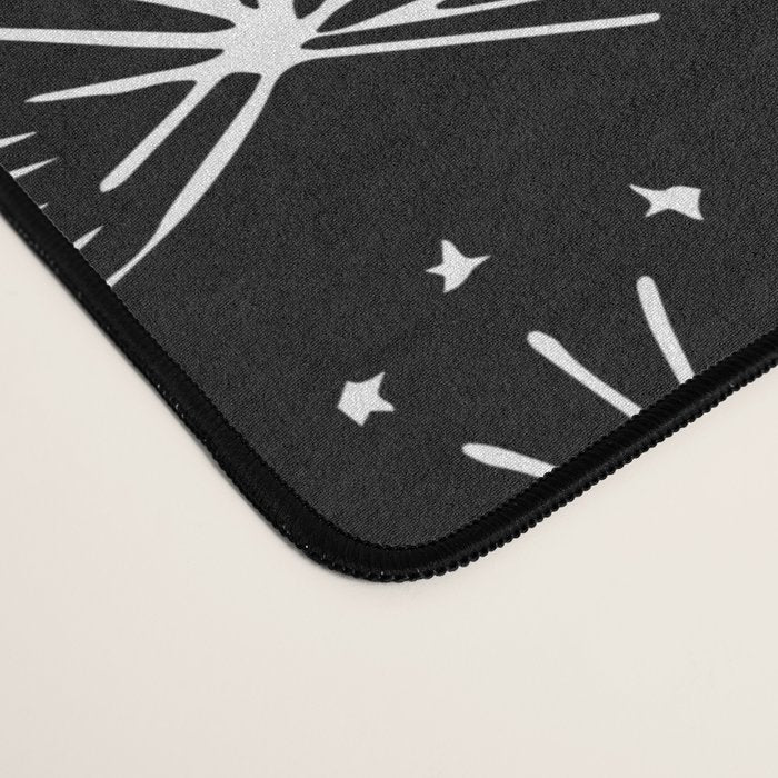 Black and white firework doodle pattern Desk Mat Gallery Image 4