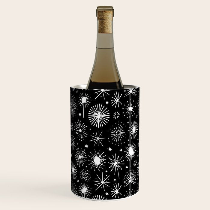 Black and white firework doodle pattern Wine Chiller Gallery Image 3