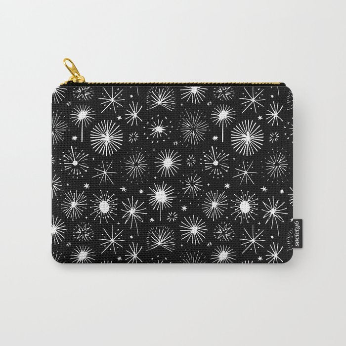Black and white firework doodle pattern Carry All Pouch Gallery Image 1