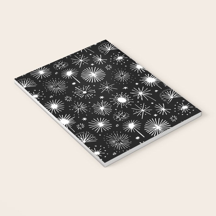 Black and white firework doodle pattern Notebook Gallery Image 3