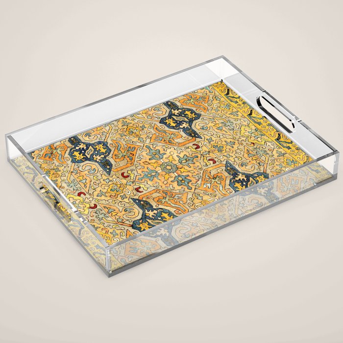 Azerbaijani Southeast Caucasus 18th Century Silk Embroidery Print Acrylic Tray Gallery Image 1