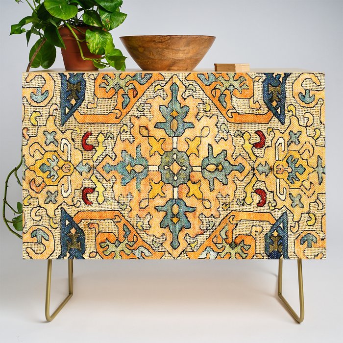 Azerbaijani Southeast Caucasus 18th Century Silk Embroidery Print Credenza