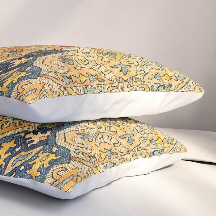 Azerbaijani Southeast Caucasus 18th Century Silk Embroidery Print Pillow Sham Gallery Image 3