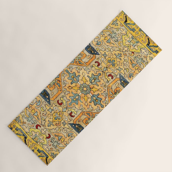 Azerbaijani Southeast Caucasus 18th Century Silk Embroidery Print Yoga Mat Gallery Image 1