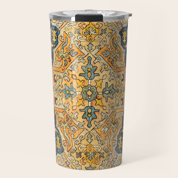 Azerbaijani Southeast Caucasus 18th Century Silk Embroidery Print Travel Mug Gallery Image 1