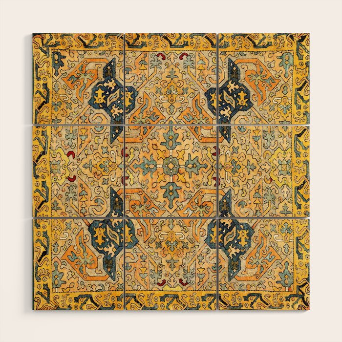 Azerbaijani Southeast Caucasus 18th Century Silk Embroidery Print Wood Wall Art Gallery Image 1
