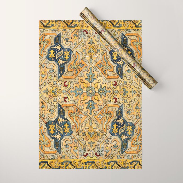 Azerbaijani Southeast Caucasus 18th Century Silk Embroidery Print Wrapping Paper Gallery Image 1