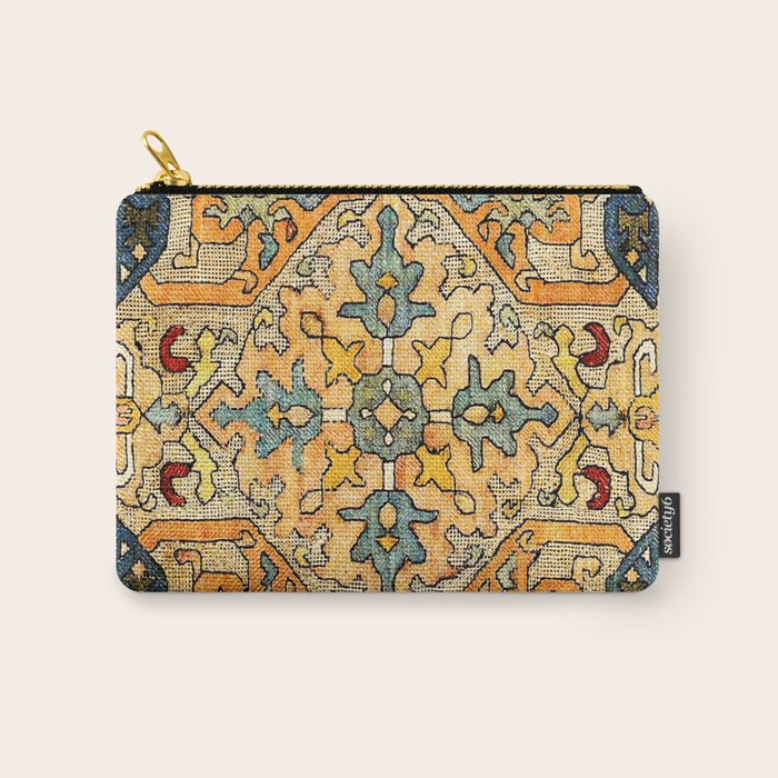 Azerbaijani Southeast Caucasus 18th Century Silk Embroidery Print Carry All Pouch Gallery Image 1