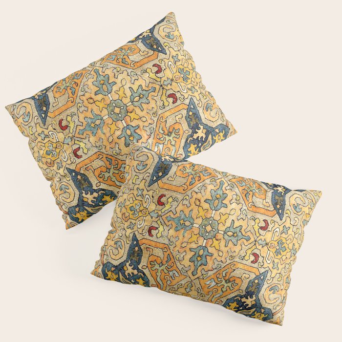 Azerbaijani Southeast Caucasus 18th Century Silk Embroidery Print Pillow Sham Gallery Image 3