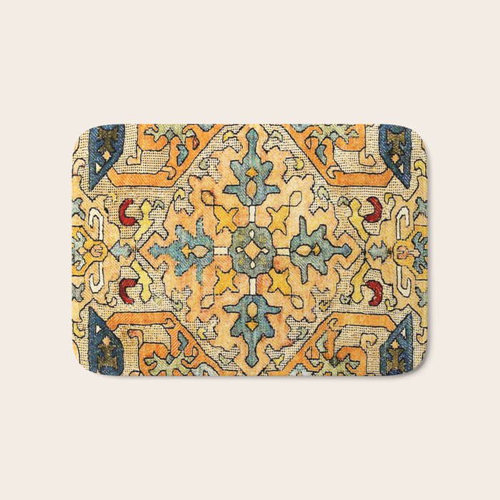 Azerbaijani Southeast Caucasus 18th Century Silk Embroidery Print Bath Mat Gallery Image 1