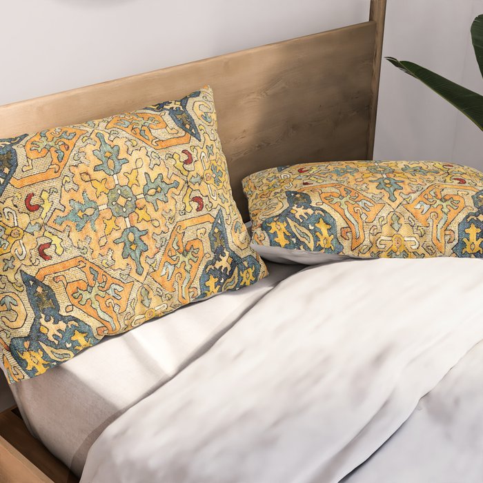 Azerbaijani Southeast Caucasus 18th Century Silk Embroidery Print Pillow Sham Gallery Image 2