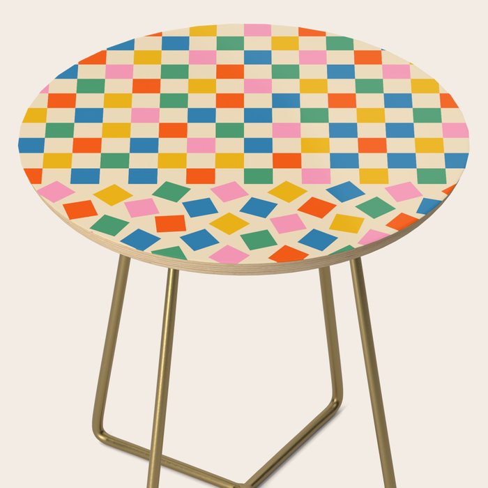 Colorful Check Shake Retro Checkered Pattern Side Table Gallery Image 2