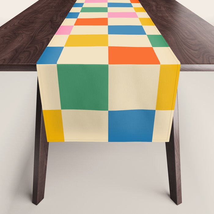 Colorful Check Shake Retro Checkered Pattern Table Runner Gallery Image 1