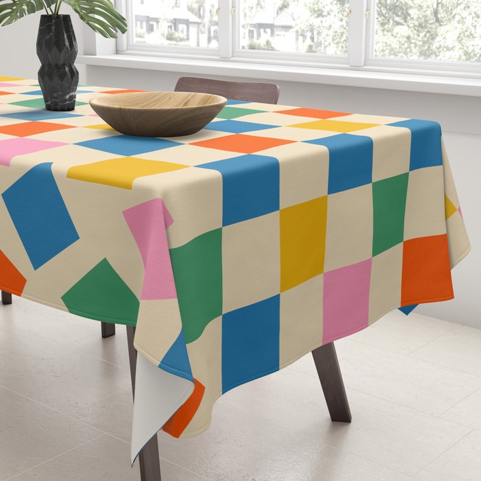 Colorful Check Shake Retro Checkered Pattern Tablecloth Gallery Image 3