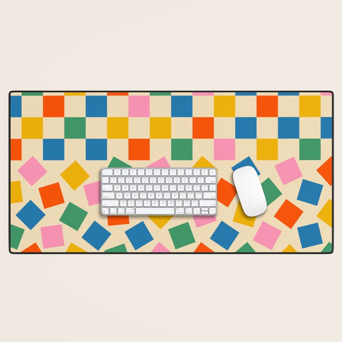 Colorful Check Shake Retro Checkered Pattern Desk Mat Gallery Image 1