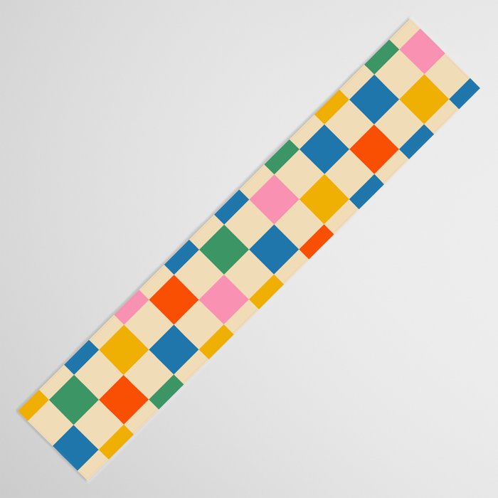 Colorful Check Shake Retro Checkered Pattern Table Runner Gallery Image 3