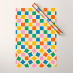 Colorful Check Shake Retro Checkered Pattern Wrapping Paper Gallery Image 1