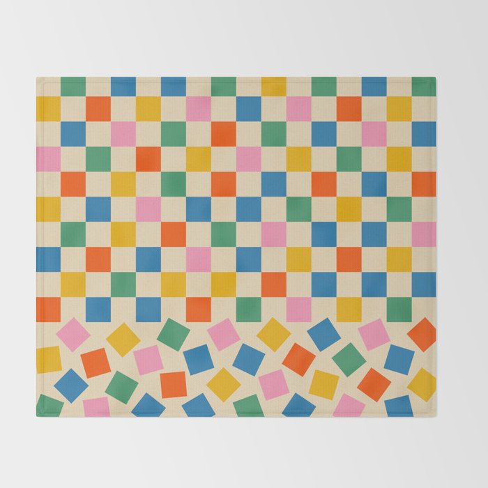 Colorful Check Shake Retro Checkered Pattern Throw Blanket Gallery Image 2
