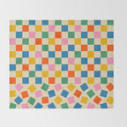 Colorful Check Shake Retro Checkered Pattern Throw Blanket Gallery Image 2