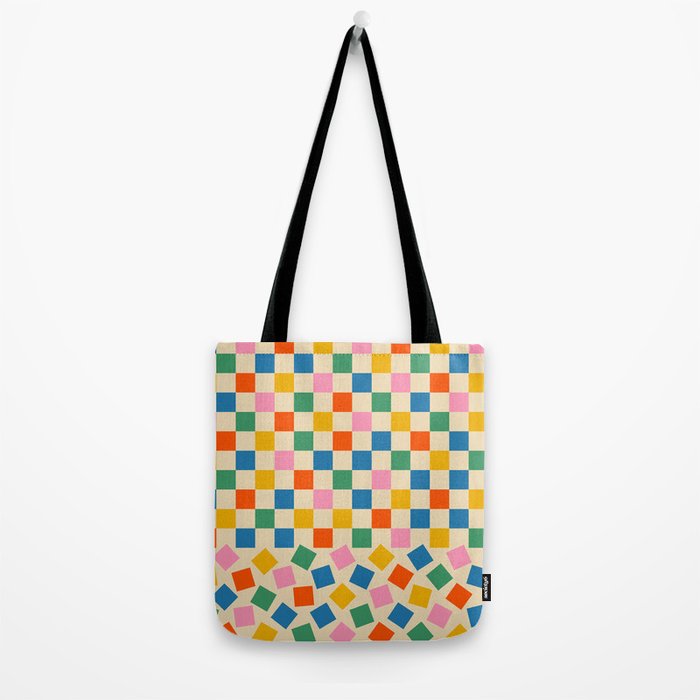 Colorful Check Shake Retro Checkered Pattern Tote Bag Gallery Image 2