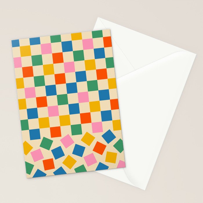 Colorful Check Shake Retro Checkered Pattern Stationery Card Gallery Image 2