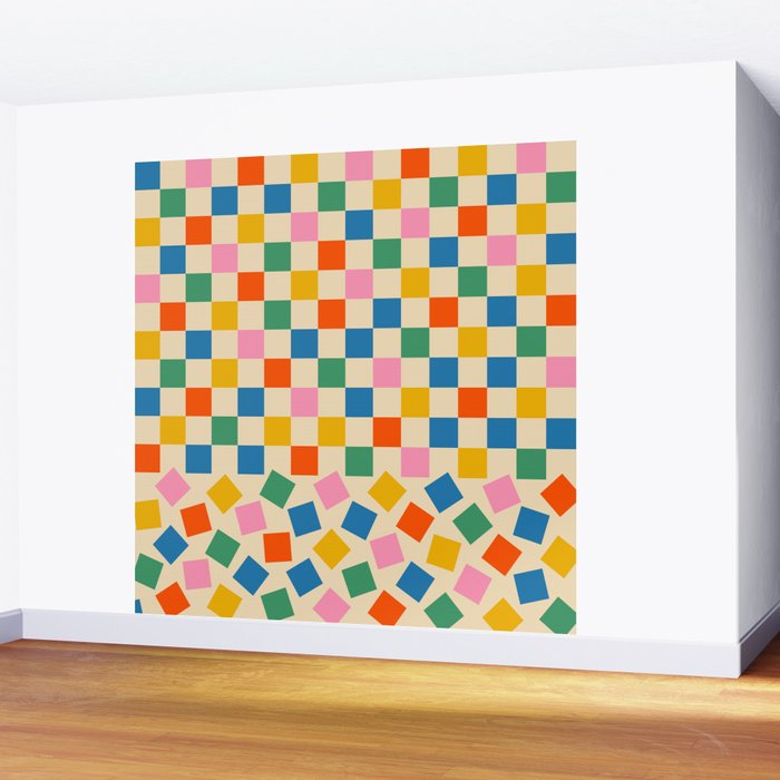 Colorful Check Shake Retro Checkered Pattern Wall Mural Gallery Image 2