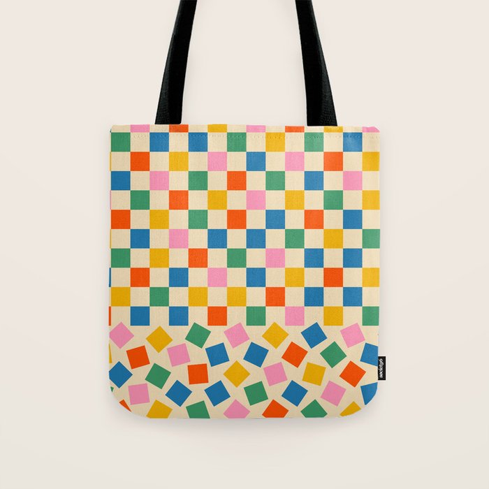 Colorful Check Shake Retro Checkered Pattern Tote Bag Gallery Image 1