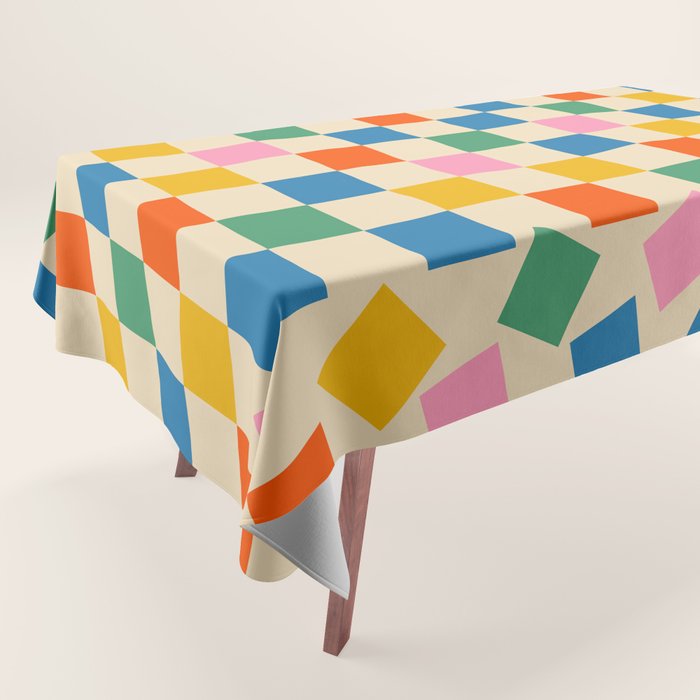 Colorful Check Shake Retro Checkered Pattern Tablecloth Gallery Image 1