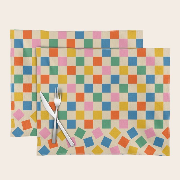 Colorful Check Shake Retro Checkered Pattern Placemat Gallery Image 1