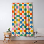 Colorful Check Shake Retro Checkered Pattern Window Curtain Gallery Image 5