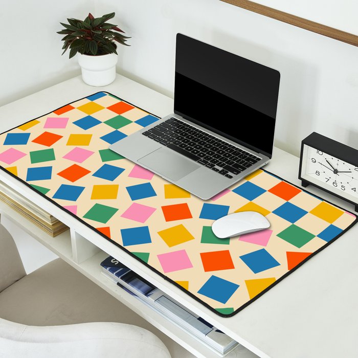 Colorful Check Shake Retro Checkered Pattern Desk Mat Gallery Image 2