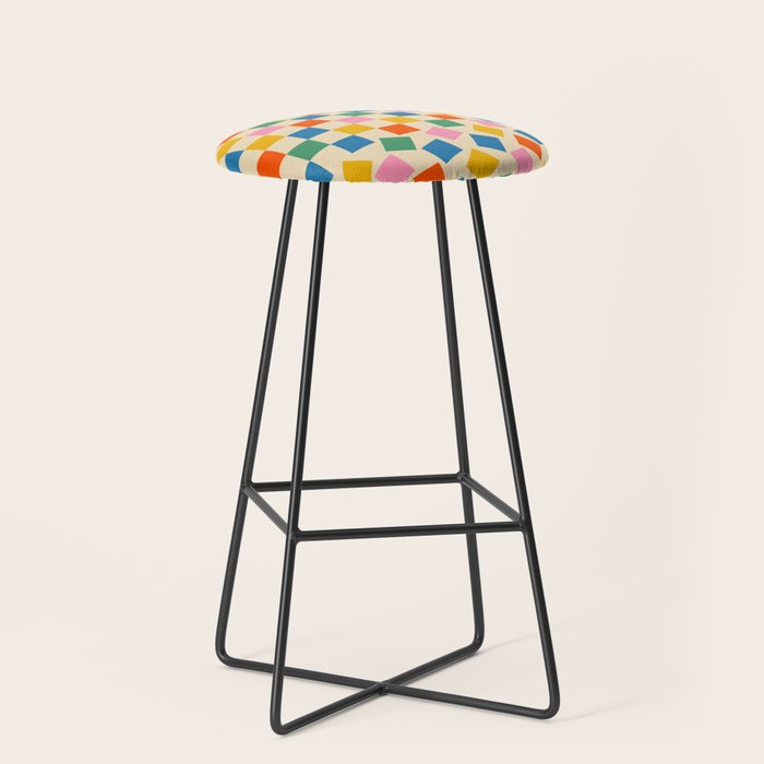 Colorful Check Shake Retro Checkered Pattern Stool Gallery Image 1