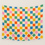 Colorful Check Shake Retro Checkered Pattern Wall Tapestry Gallery Image 4