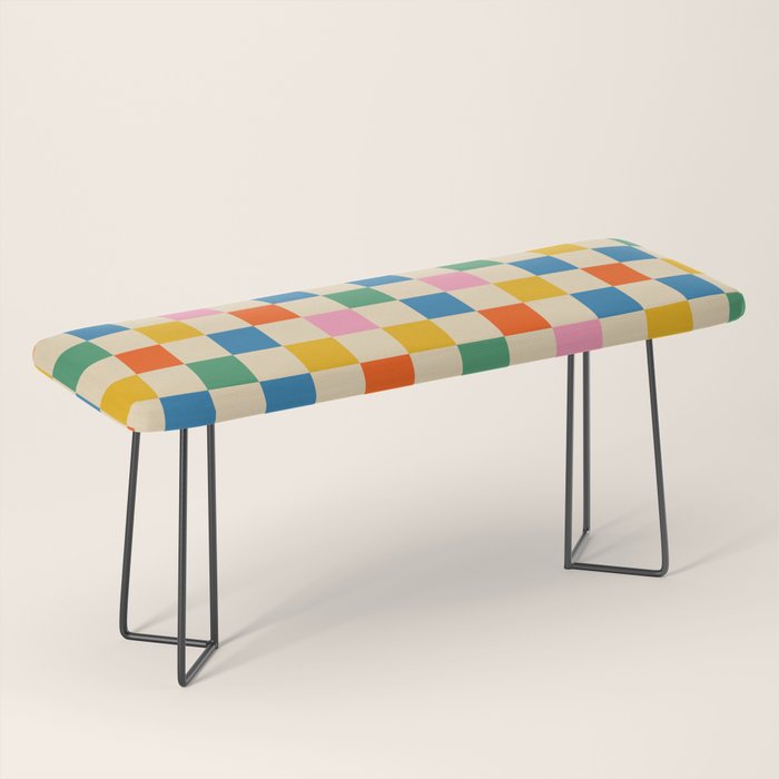 Colorful Check Shake Retro Checkered Pattern Bench Gallery Image 1