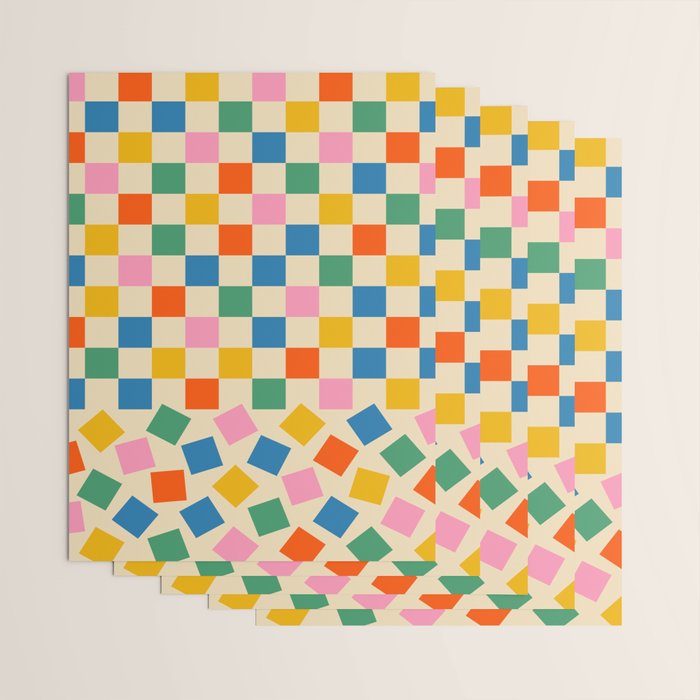 Colorful Check Shake Retro Checkered Pattern Wrapping Paper Gallery Image 3