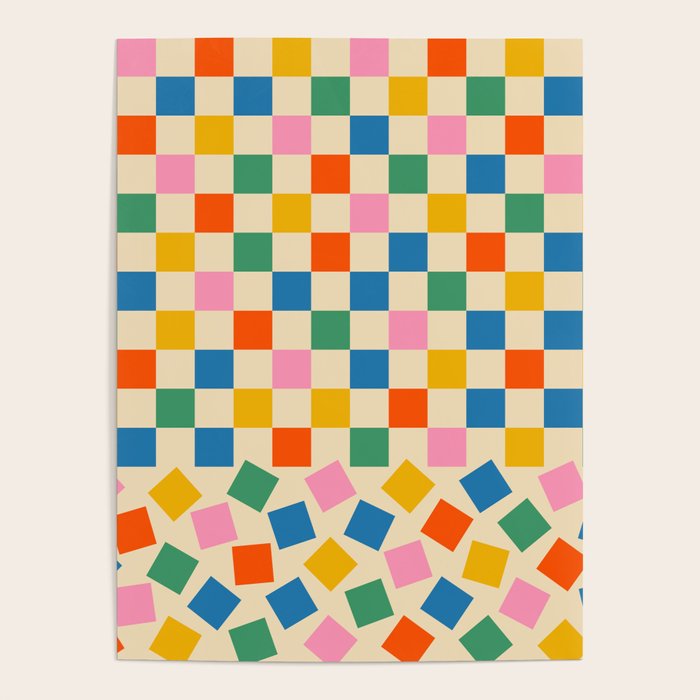Colorful Check Shake Retro Checkered Pattern Poster Gallery Image 1