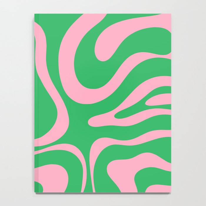 Pink and Spring Green Modern Liquid Swirl Abstract Pattern Notebook Gallery Image 4