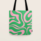 Pink and Spring Green Modern Liquid Swirl Abstract Pattern Tote Bag Gallery Image 1