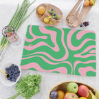Pink and Spring Green Modern Liquid Swirl Abstract Pattern Cutting Board Gallery Image 2