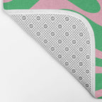 Pink and Spring Green Modern Liquid Swirl Abstract Pattern Bath Mat Gallery Image 2