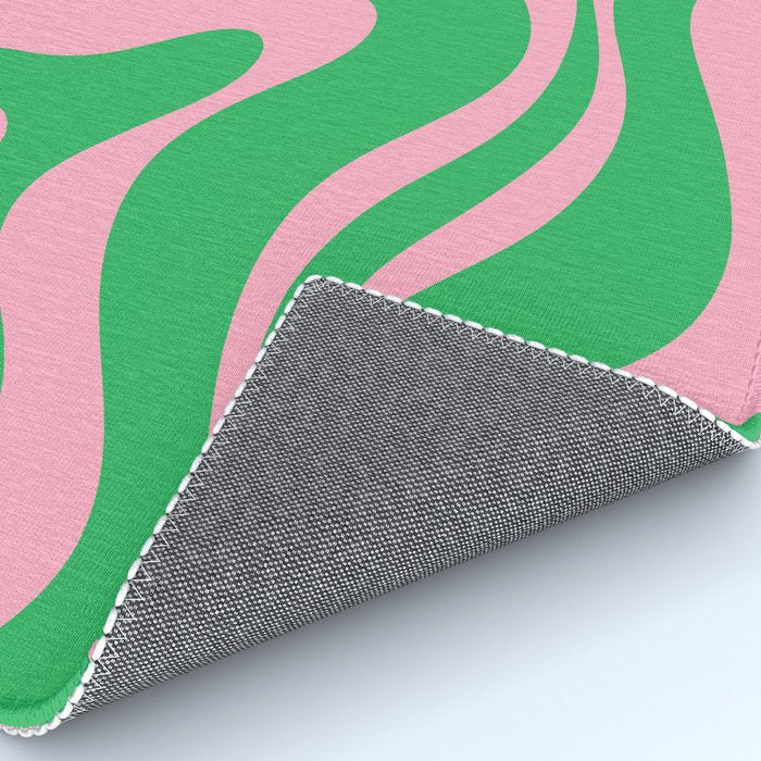 Pink and Spring Green Modern Liquid Swirl Abstract Pattern Rug Gallery Image 4