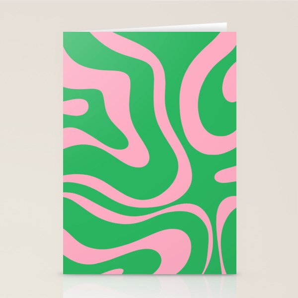 Pink and Spring Green Modern Liquid Swirl Abstract Pattern Stationery Card Gallery Image 2
