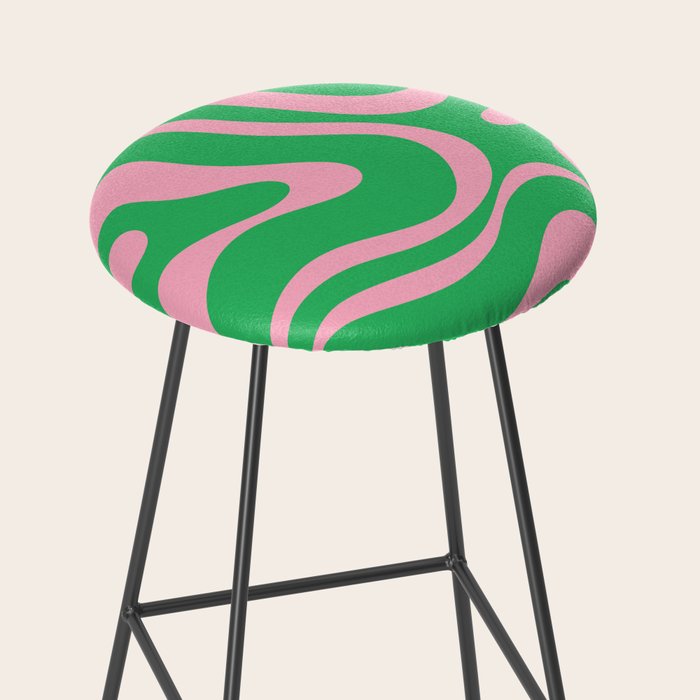 Pink and Spring Green Modern Liquid Swirl Abstract Pattern Stool Gallery Image 2