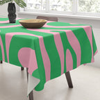 Pink and Spring Green Modern Liquid Swirl Abstract Pattern Tablecloth Gallery Image 3