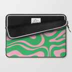 Pink and Spring Green Modern Liquid Swirl Abstract Pattern Laptop Sleeve Gallery Image 2