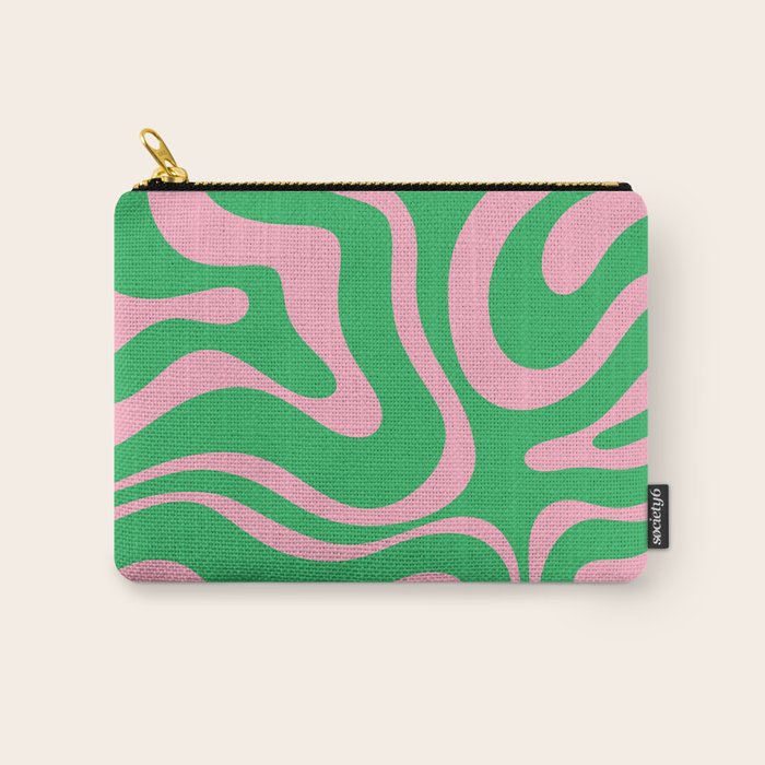 Pink and Spring Green Modern Liquid Swirl Abstract Pattern Carry All Pouch Gallery Image 1