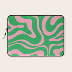 Pink and Spring Green Modern Liquid Swirl Abstract Pattern Laptop Sleeve Gallery Image 1