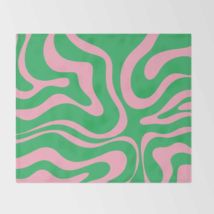 Pink and Spring Green Modern Liquid Swirl Abstract Pattern Throw Blanket Gallery Image 2