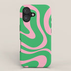 Pink and Spring Green Modern Liquid Swirl Abstract Pattern iPhone Case Gallery Image 1